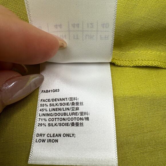 Lafayette 148 New Yok Silk Linen Drape Front Asymmetric Dress Green Size 8 NWT - Picture 14 of 15